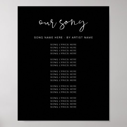 JOVI Edgy モダン Blackの曲結婚歌詞ポスター ポスター (正面)