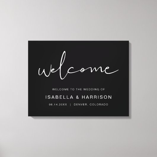 JOVI Edgy Blackミニマルモダンリスト結婚の歓迎 キャンバスプリント (正面)