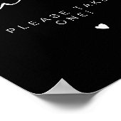 JOVI Edgy Black Please Take a Fan Wedding Sign ポスター (角)