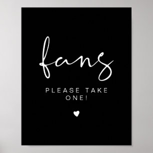 JOVI Edgy Black Please Take a Fan Wedding Sign ポスター