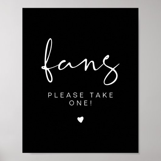 JOVI Edgy Black Please Take a Fan Wedding Sign ポスター (正面)