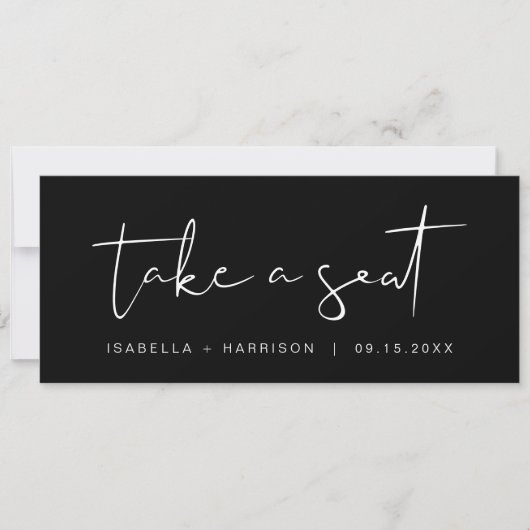 JOVI Edgy Black Take a Seat Header Card 招待状 (正面)