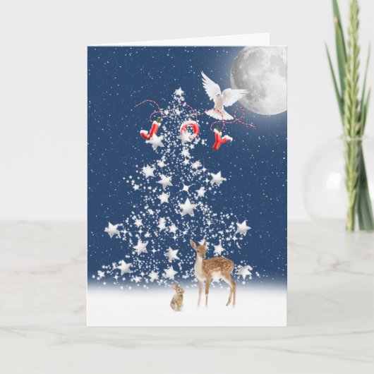 JOYと鳩と星型クリスマスツリー シーズンカード (正面)