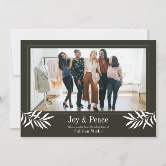 JOYとPEACEのフォトロモダンゴシンプルビジネス シーズンカード (正面)