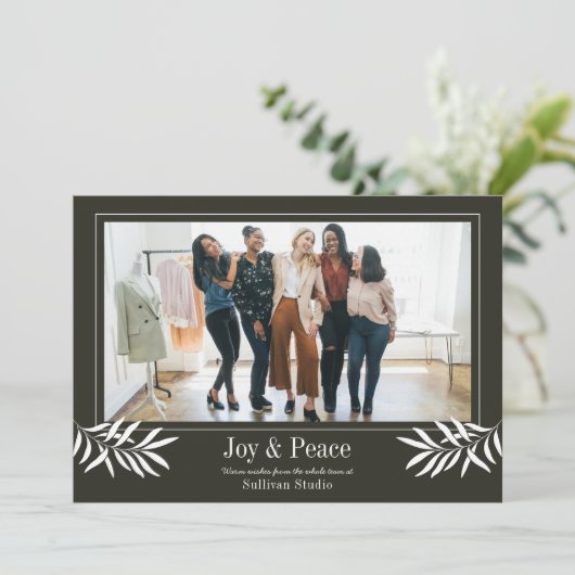 JOYとPEACEのフォトロモダンゴシンプルビジネス シーズンカード (スタンド正面)