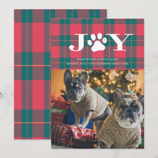 JOYに満ちた肉球ペット写真ホリデーカード 招待状 (正面/裏面)