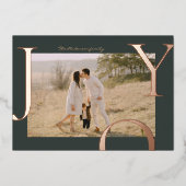 JOYはっきりしたタイポグラフィパーソナライズされた写真と文字 箔シーズンカード (正面)