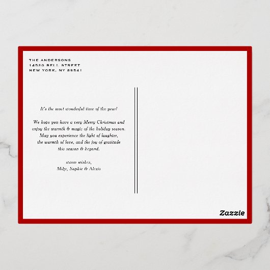 JOYはっきりしたタイポグラフィモダン写真 箔シーズンポストカード (裏面)