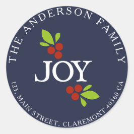 Joyアドレスの青いラベル ラウンドシール