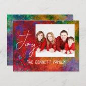 Joyカラフルレッドあなたの写真のホリデーカードを追加 シーズンカード (正面/裏面)
