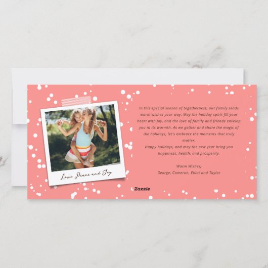 JOYカラフル春の花クリスマスモダン写真 シーズンカード (裏面)