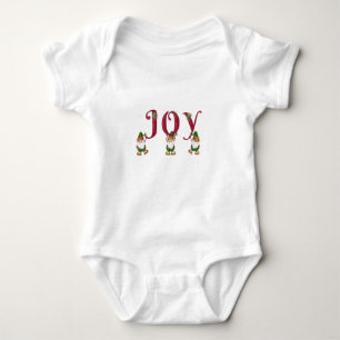 JOYクリスマスの小妖精や小人が手紙を持つ ベビーボディスーツ