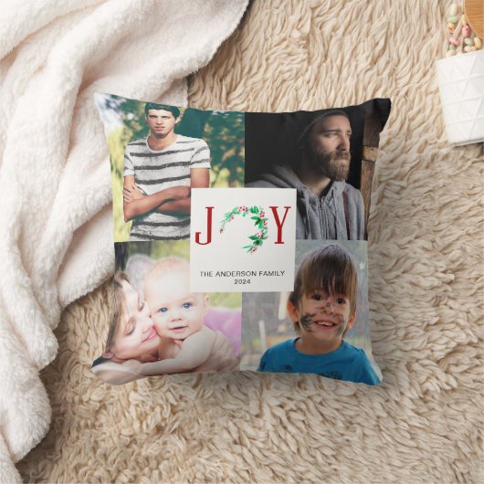 JOYクリスマスフォトコラージュ4家族写真 クッション (ブランケット)