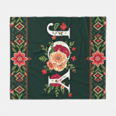 JOYクリスマスフローラ縁ど フリースブランケット (正面(横))