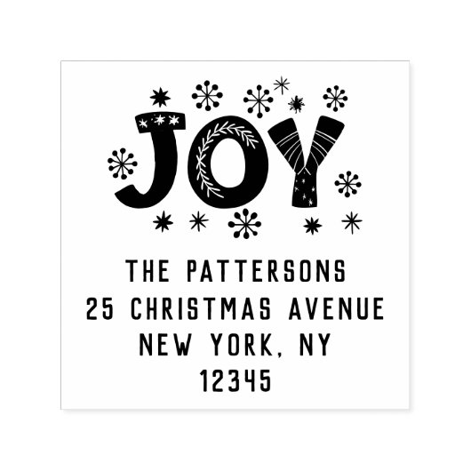 JOYクリスマス差出人住所パーソナライズされた名 セルフインキングスタンプ (デザイン)