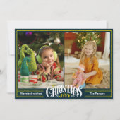 JOYグリーン金ゴールドスクリプトミニマリスト写真クリスマス シーズンカード (正面)