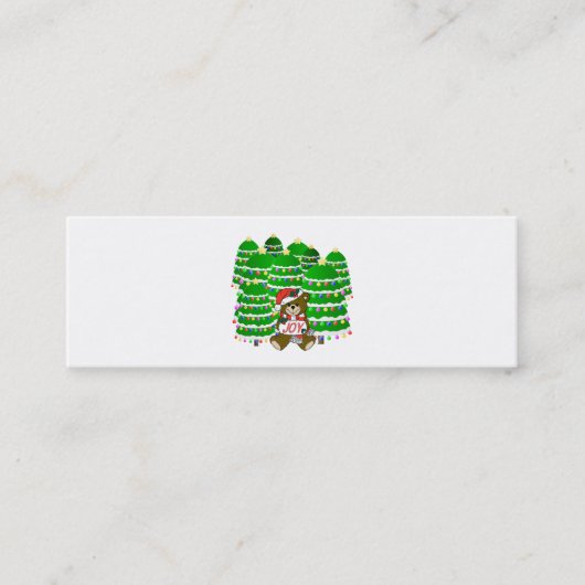 JOYサインとクリスマスツリーを持つクリスマスベア スキニー名刺 (正面)