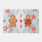 JOYジンジャーブレッド白クリスマスドアマットパーソナライズ ドアマット (正面)