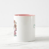 Joyスカルと花を選択 ツートーンマグカップ (中央)