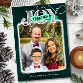 JOYスクリプモダントはっきりしたミニマル写真クリスマス シーズンカード