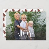 JOYタイポグラフィクリスマスツリーファミリーフォトフラット シーズンカード (正面/裏面)
