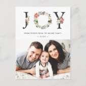 JOYタイポグラフィポインセチアフローラクリスマスフォト ポストカード (正面)