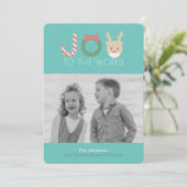 JOYトナカイおもしろいアマスクブルークリスマスフォトカード シーズンカード (スタンド正面)