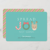 JOYトナカイのマスクブルークリスマスを広げる シーズンカード (正面/裏面)