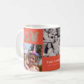 JOYトナカイ3フォトコラージクリスマスホリデーレッド コーヒーマグカップ (正面左)