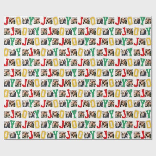 Joyパッチ名門私立校風のカラフル3枚の写真クリスマス ラッピングペーパー (フラット)