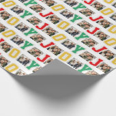 Joyパッチ名門私立校風のカラフル3枚の写真クリスマス ラッピングペーパー (角)