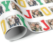 Joyパッチ名門私立校風のカラフル3枚の写真クリスマス ラッピングペーパー (ロールコーナー)