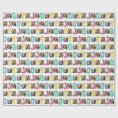 Joyパッ名門私立校風のチかわいいカラフルクリスマスフォト ラッピングペーパー (フラット)