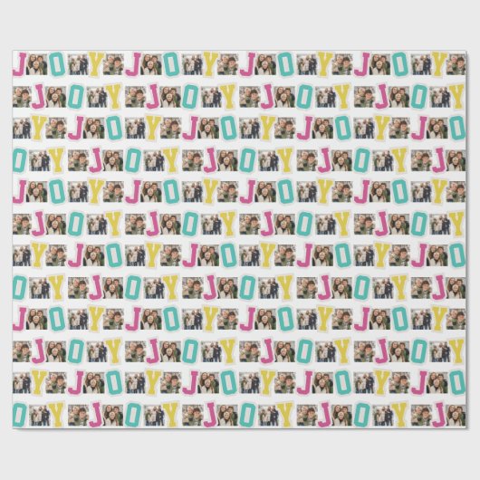 Joyパッ名門私立校風のチかわいいカラフルクリスマスフォト ラッピングペーパー (フラット)