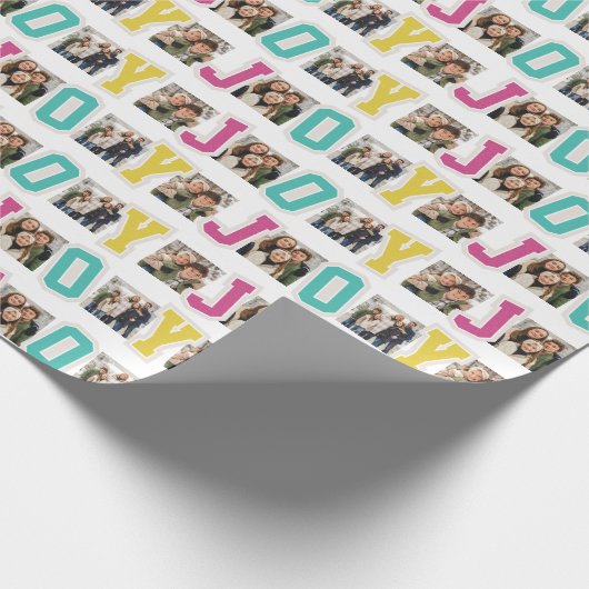 Joyパッ名門私立校風のチかわいいカラフルクリスマスフォト ラッピングペーパー (角)