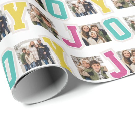 Joyパッ名門私立校風のチかわいいカラフルクリスマスフォト ラッピングペーパー (ロールコーナー)