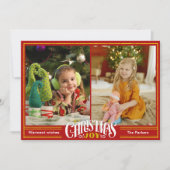 JOYフェスティバルレッド金ゴールドスクリプトシンプルフォトクリスマス シーズンカード (正面)