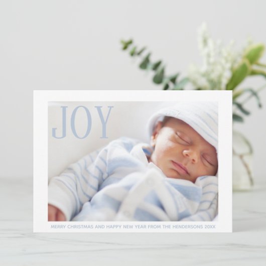 Joyベビー写真の発表初めてのクリスマス シーズンカード (スタンド正面)