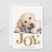 JOYペットパーソナライズされたフォト金ゴールドポープリントドッグ シーズンカード (正面)