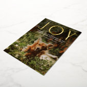 JOYモダンタイポグラフィ写真クリスマス 箔シーズンカード (回転した状態)