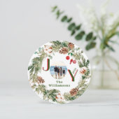 JOYリースグリーンレッドレターフォトクリスマス シーズンカード (スタンド正面)