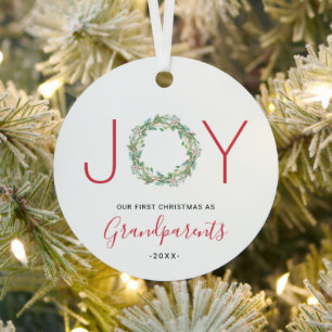 Joyリース私たちの初めてのクリスマスは祖父母 メタルオーナメント