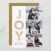 JOYレタリング金ゴールドクリスマスフォトコラージュ シーズンカード (正面/裏面)