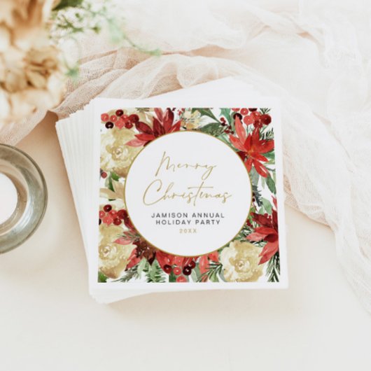 JOYレッドポインセチアパーティーデコール スタンダードカクテルナプキン