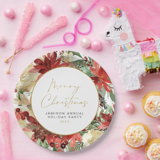 JOYレッドポインセチアパーティーデコール ペーパープレート (パーティー)