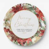 JOYレッドポインセチアパーティーデコール ペーパープレート (正面)