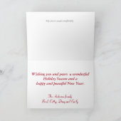 JOYワードアート明るい赤紫色ピンクとティール(緑がかった色)グリーン シーズンカード (内部)