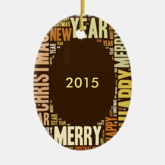 JOYワードクラウドクリスマス セラミックオーナメント (正面)