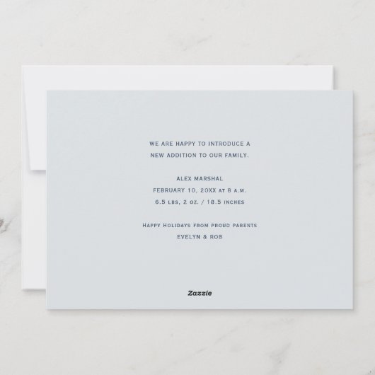 JOY休日モダン生誕発表写真 シーズンカード (裏面)