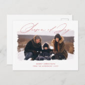 Joy家族のミニマルな季節の写真クリスマス シーズンポストカード (正面/裏面)